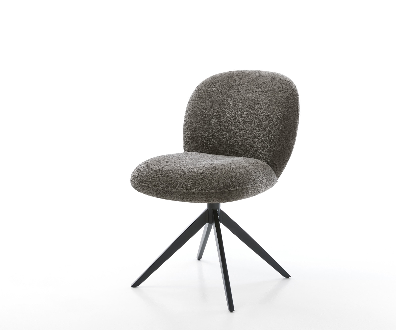 DELIFE Drehstuhl Nube-Flex Bouclé Soft Schlamm Kreuzgestell breit Schwarz 360° drehbar Wippfunktion Taschenfederkern, Esszimmerstühle Image