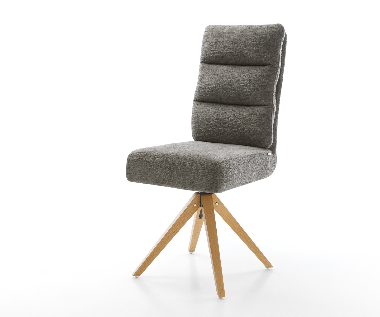 DELIFE Drehstuhl Pela-Flex Bouclé Soft Schlamm Holzgestell kantig Natur 180° drehbar Taschenfederkern, Esszimmerstühle Image