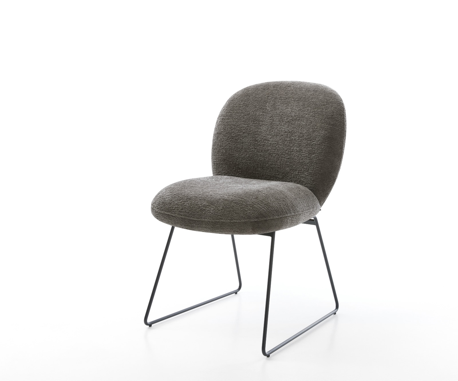 DELIFE Esszimmerstuhl Nube-Flex Bouclé Soft Schlamm Kufengestell Schwarz Taschenfederkern, Esszimmerstühle Image