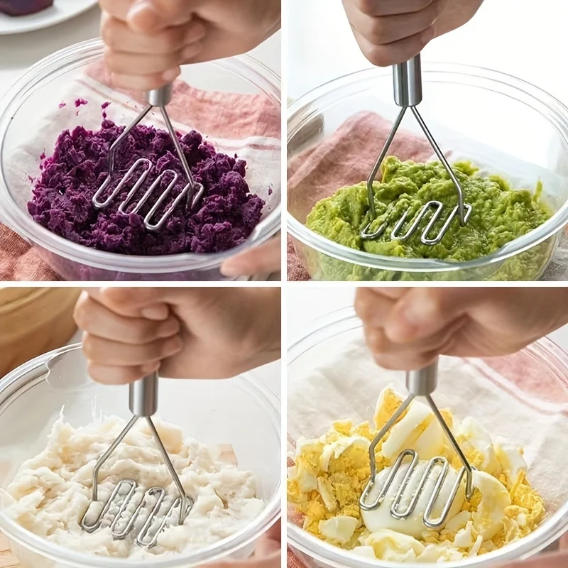 Broyeur de pommes de terre ondulées en acier inoxydable, idéal pour la cuisine, purée de légumes et de fruits, essentiels de cuisine, ustensiles de cuisine durables 1 pièce
