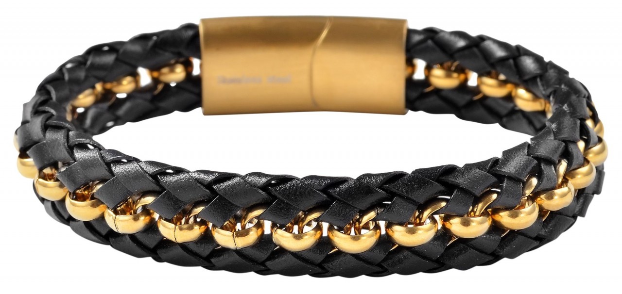 Edelstahlarmband ADELIA´S "Neuheit 2025 - Unisex Armband aus Edelstahl" Gr. 21, schwarz gold, Armbänder, Damen, 21, Edelstahl, Edelstahlarmband