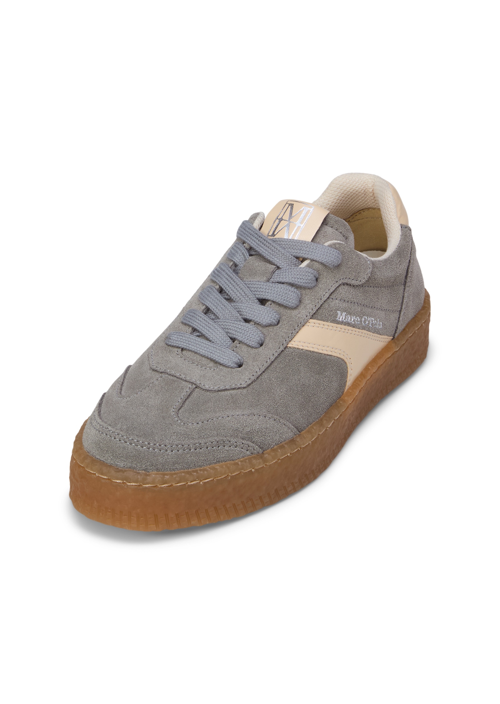 Sneaker MARC O'POLO "aus softem Veloursleder", Damen, Gr. 42, basalt grau, natural cotton, Obermaterial: 80% Leder, 20% Polyurethan, unifarben, Schuhe Sneaker