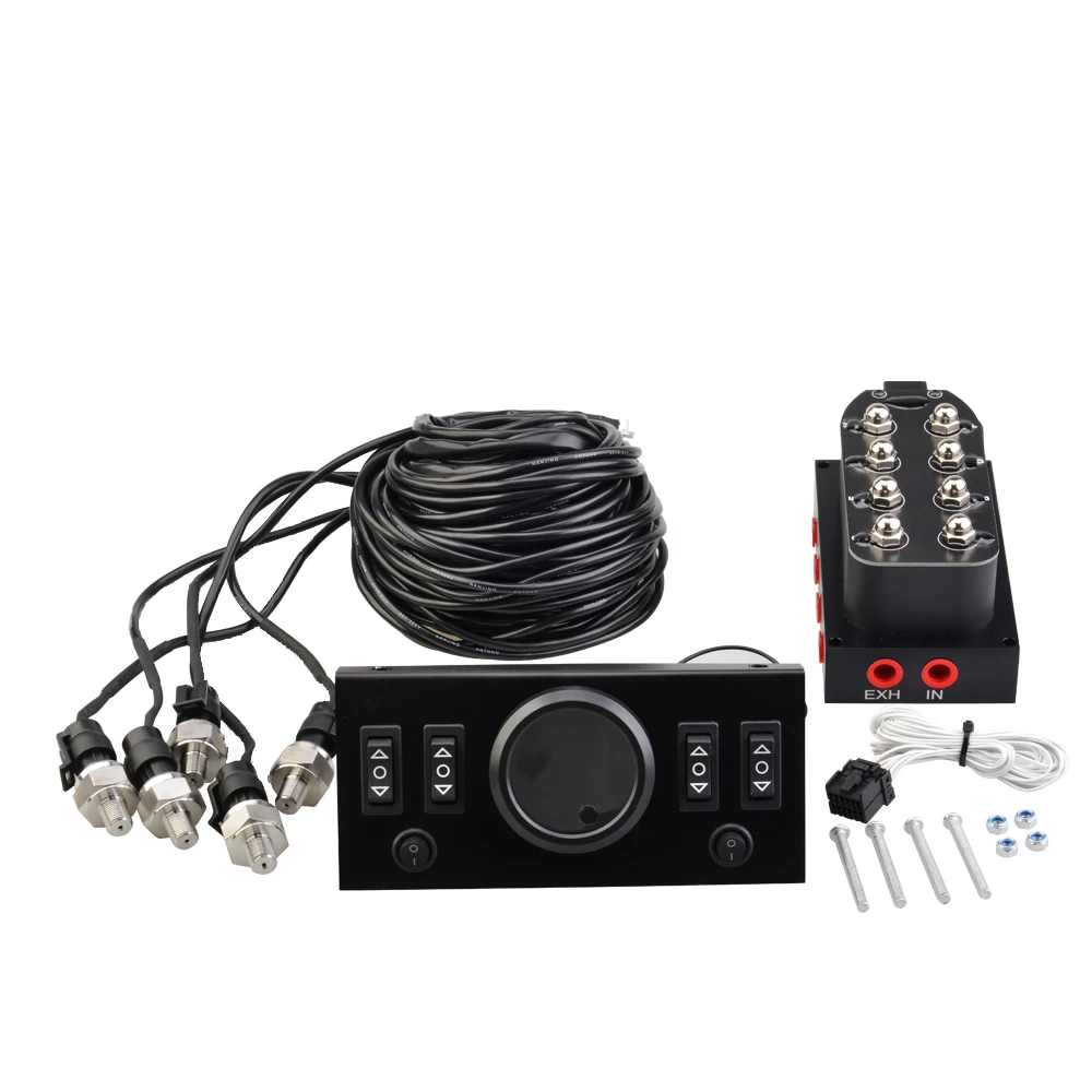 NEWColor Universal Air Ride Suspension Fünf-in-Eins-Display-Manometer mit Magnetventil und Bedienfeld, Schiffstyp-Schalter