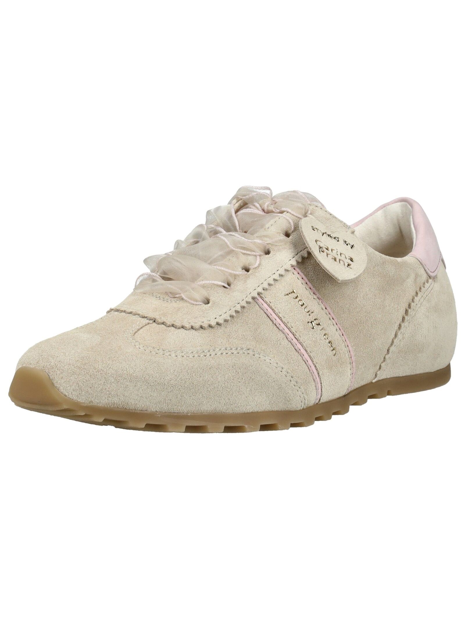 Schnürschuh PAUL GREEN "Paul Green Sneaker Veloursleder", Damen, Gr. 38,5, beige, Veloursleder, Schuhe Schnürschuh