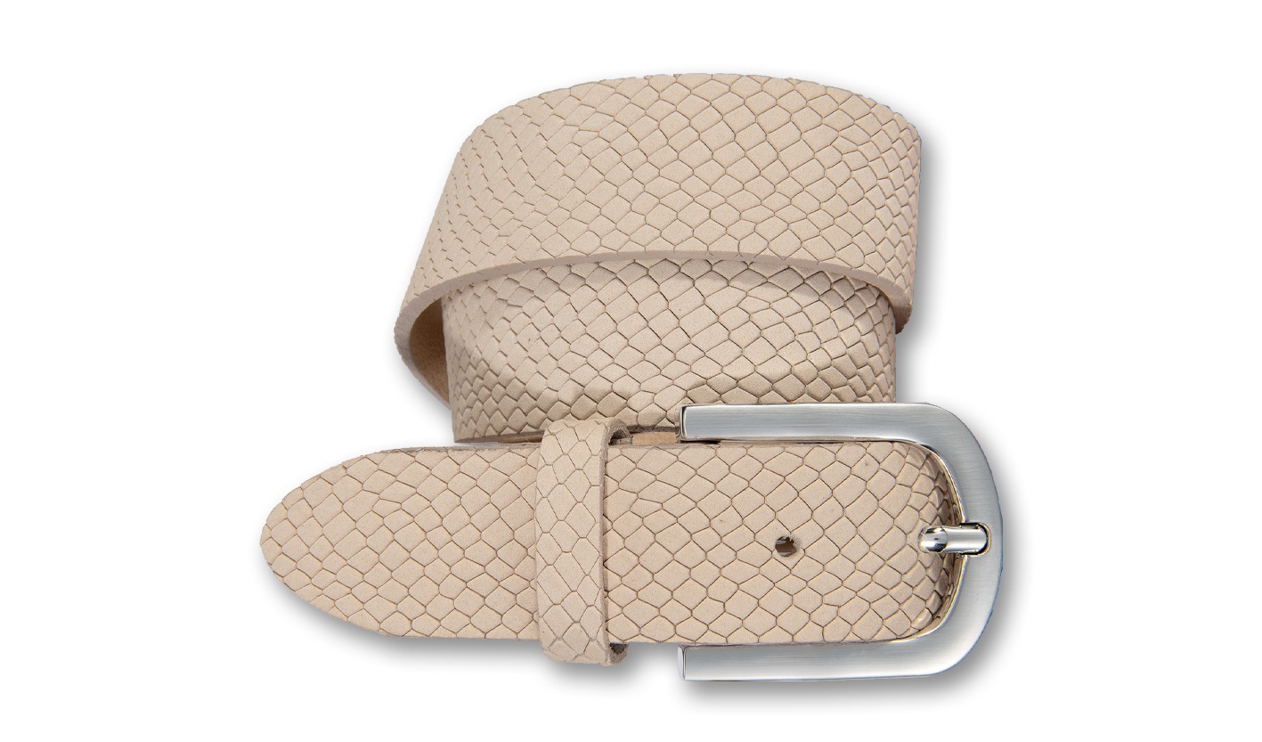 Ledergürtel SILBERGIFT "Ledergürtel mit stylischer Animal-Prägung", Damen, Gr. 100, creme, Rindsleder, Gürtel Ledergürtel Image