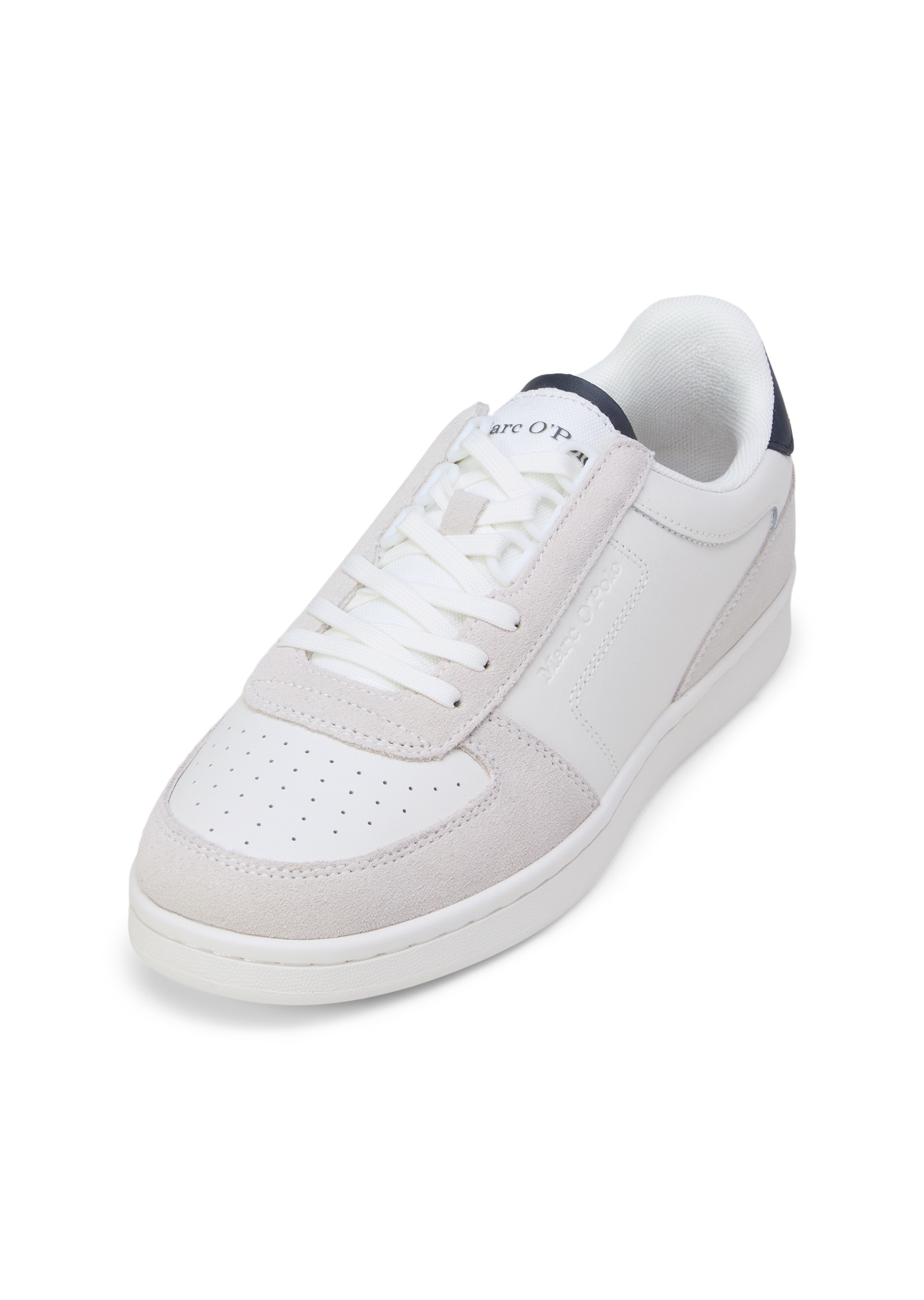 Sneaker MARC O'POLO "aus hochwertigem Rindleder", Damen, Gr. 40, weiß, navy, Obermaterial: 100% Leder, unifarben, Schuhe Sneaker