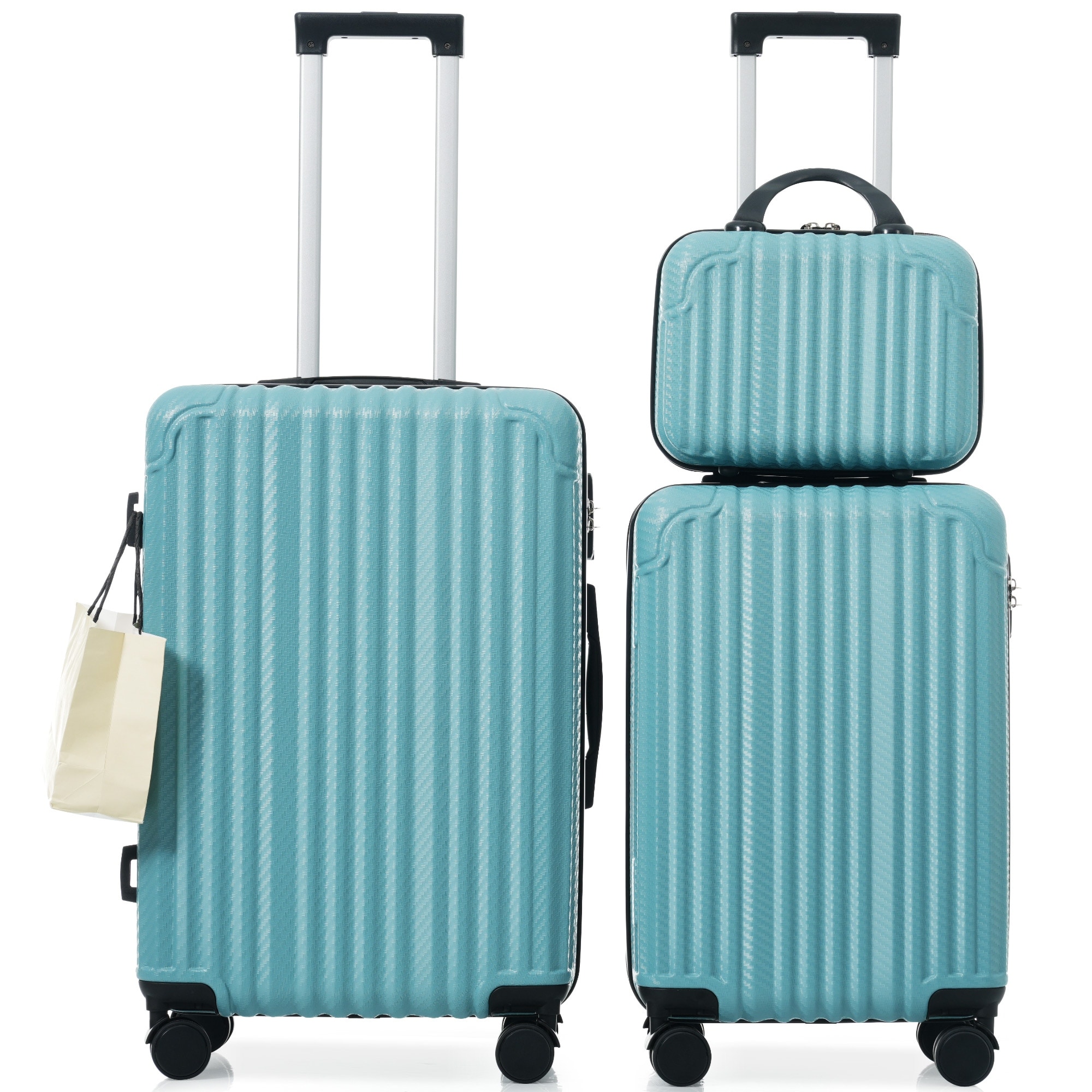 3-Piece Luggage Set - ABS Hardshell Suitcase, Spinner Wheels, TSA Lock, Side Hooks, Lightweight Carry-On & Checked