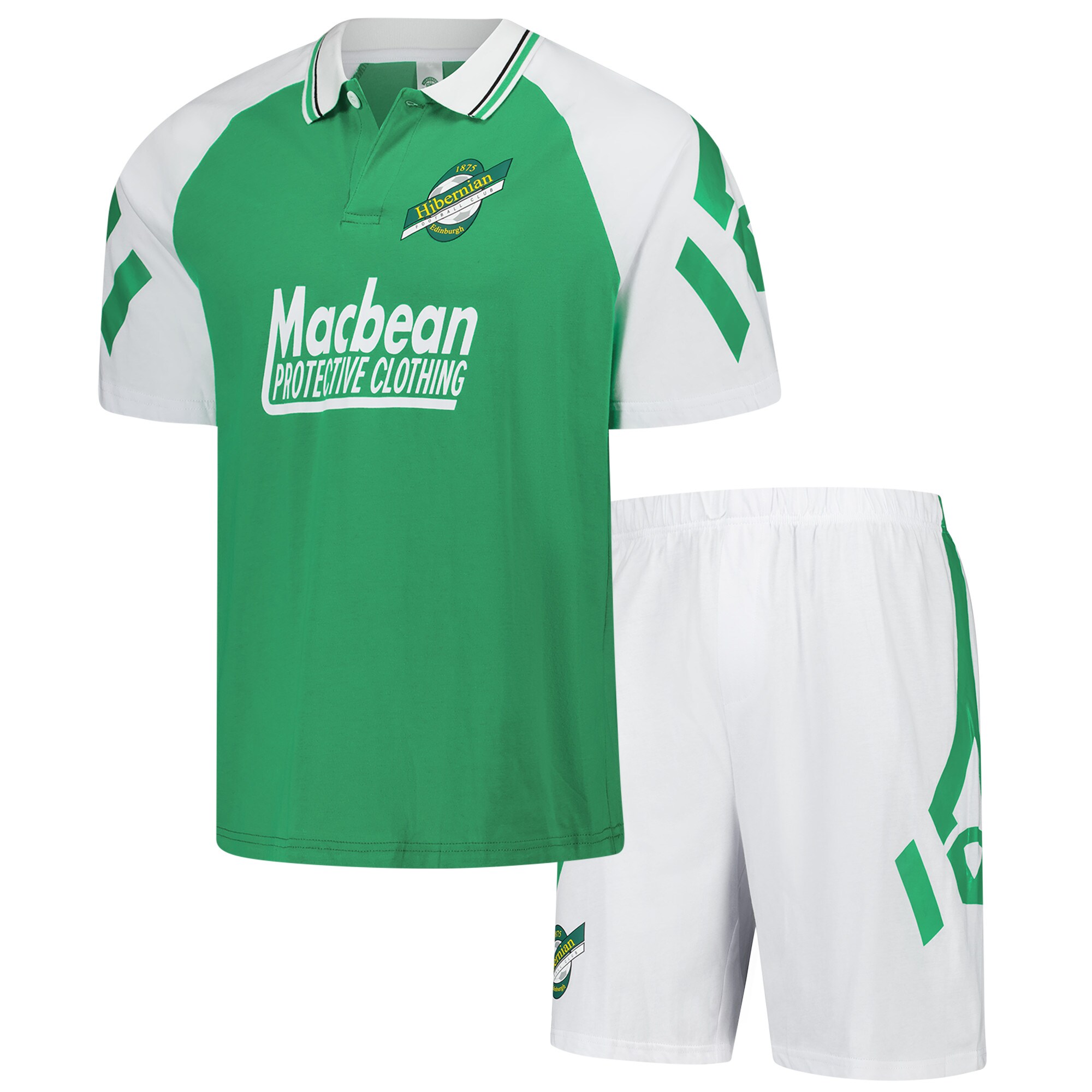 Hibernian Retro-Pyjama kurz – Grün/Weiß – Kinder Image