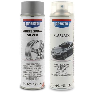 Presto 500 ml Universal Felgenspray, silber + 500 ml Klarlack glänzend [Hersteller-Nr. 40830548]