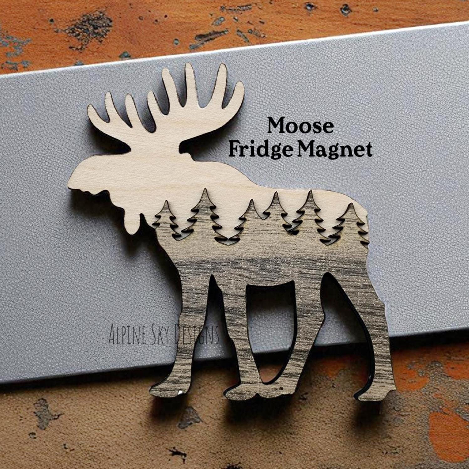 Magnete alce SVG Magnete da frigorifero alce SVG File magnete a strati SVG Glowforge Laser Magneti alce SVG File magnete da frigorifero alce a strati