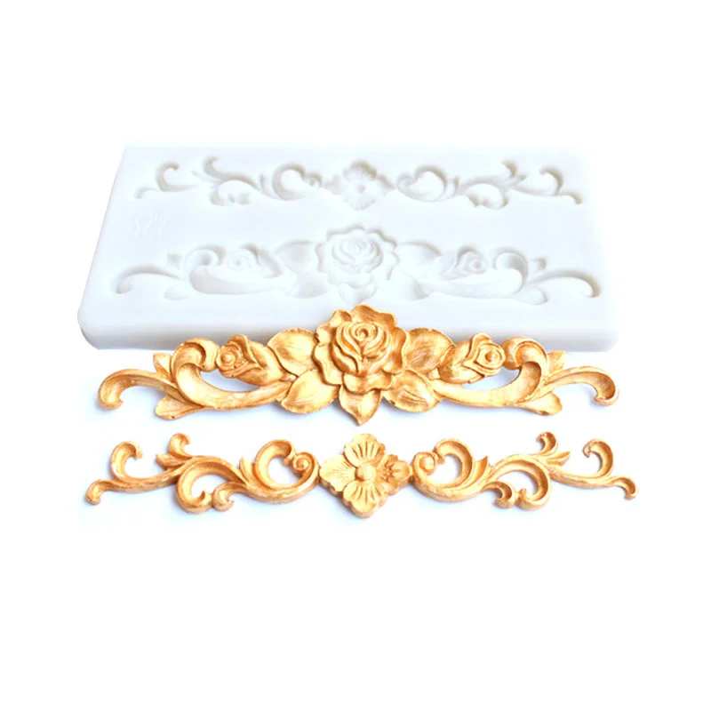 Europäischen Stil Geprägte Silikon Form Retro Foto Rahmen Fondant Sugar Schokolade Barock Kuchen Decor Tools Ton Gumpaste Form Image