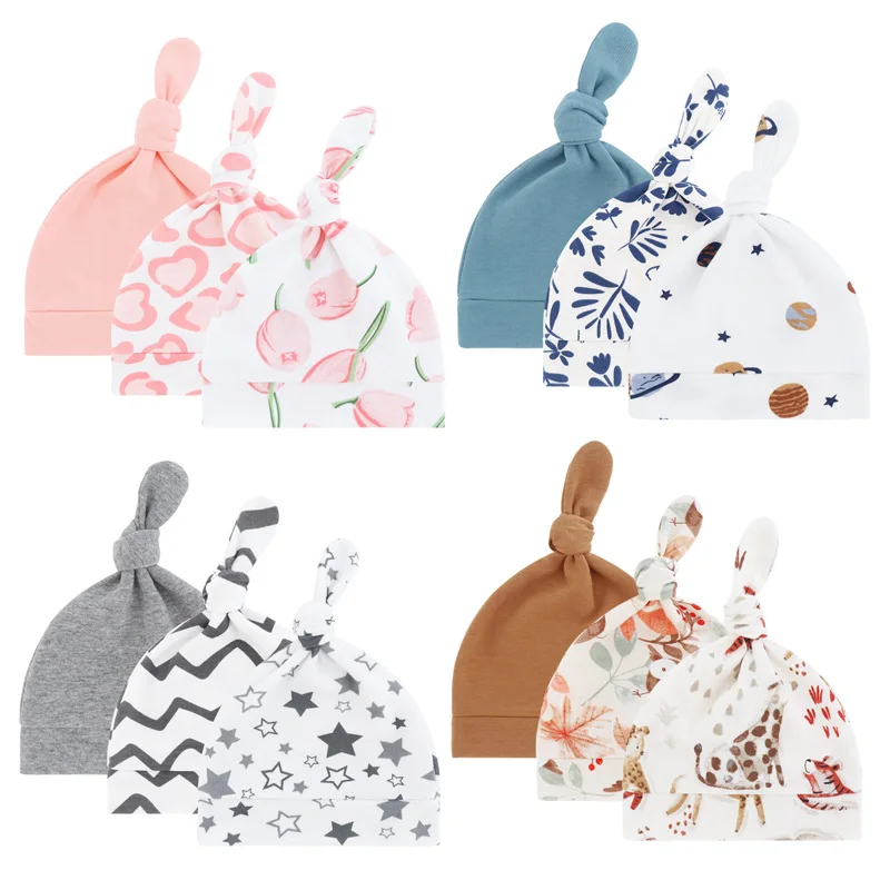 3 pezzi berretto neonato cappello da bambino in cotone cartone animato cofano infantile per ragazze ragazzi berretto da bambino accessori per bambini regalo neonato 0-6M