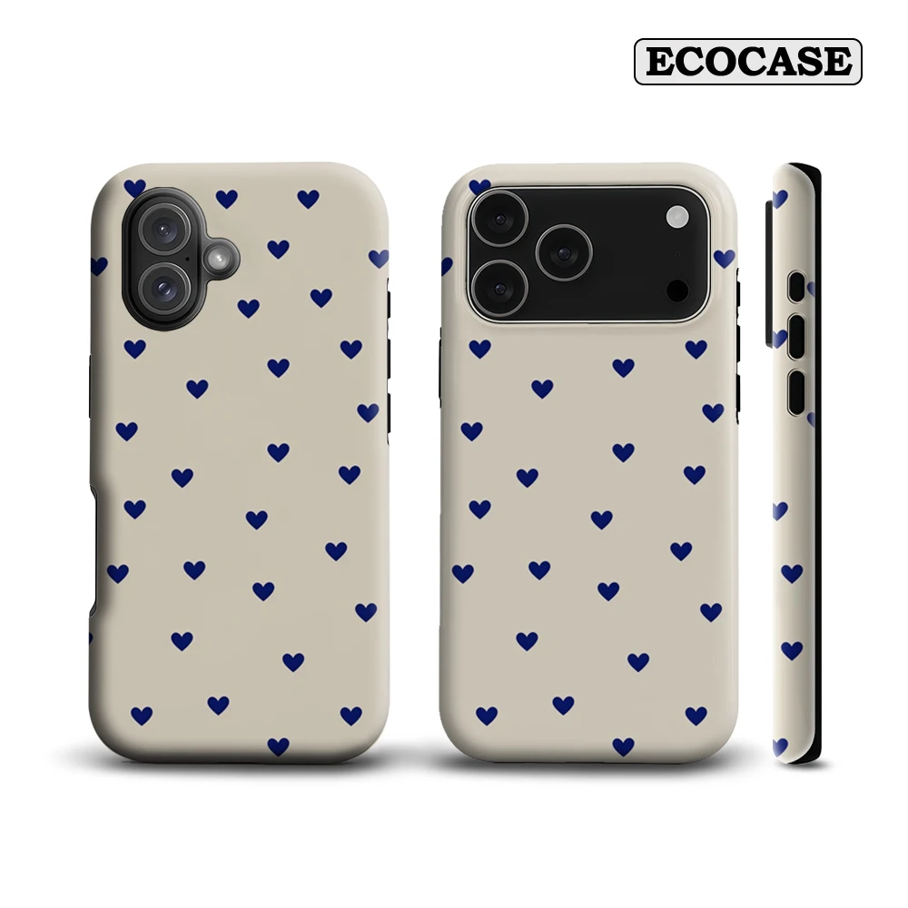 Vintage Navy Heart Ditsy IPhone 17 Must-Haves Handyhülle für IPhone 17 16 15 14 13 12 Pro Max Plus Doppelschichtige Rückseite Image