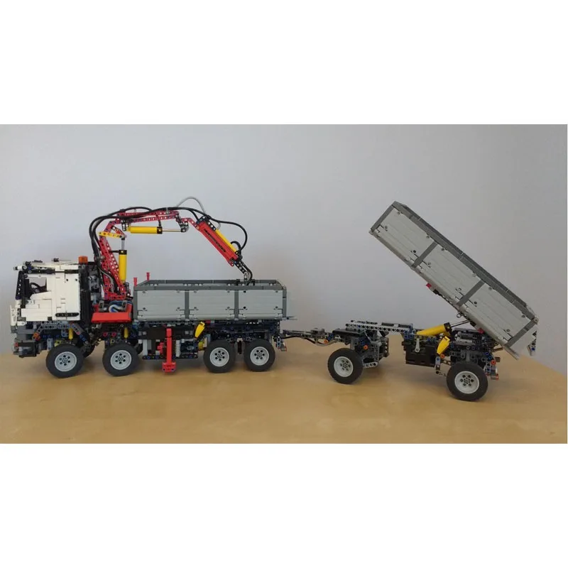 MOC-15690 Neuer klassischer Anhänger-Muldenkipper, Bausteinmodell 877, Teile, Jungen, Kinder, Geburtstag, Baustein, Geschenk, Spielzeug Image