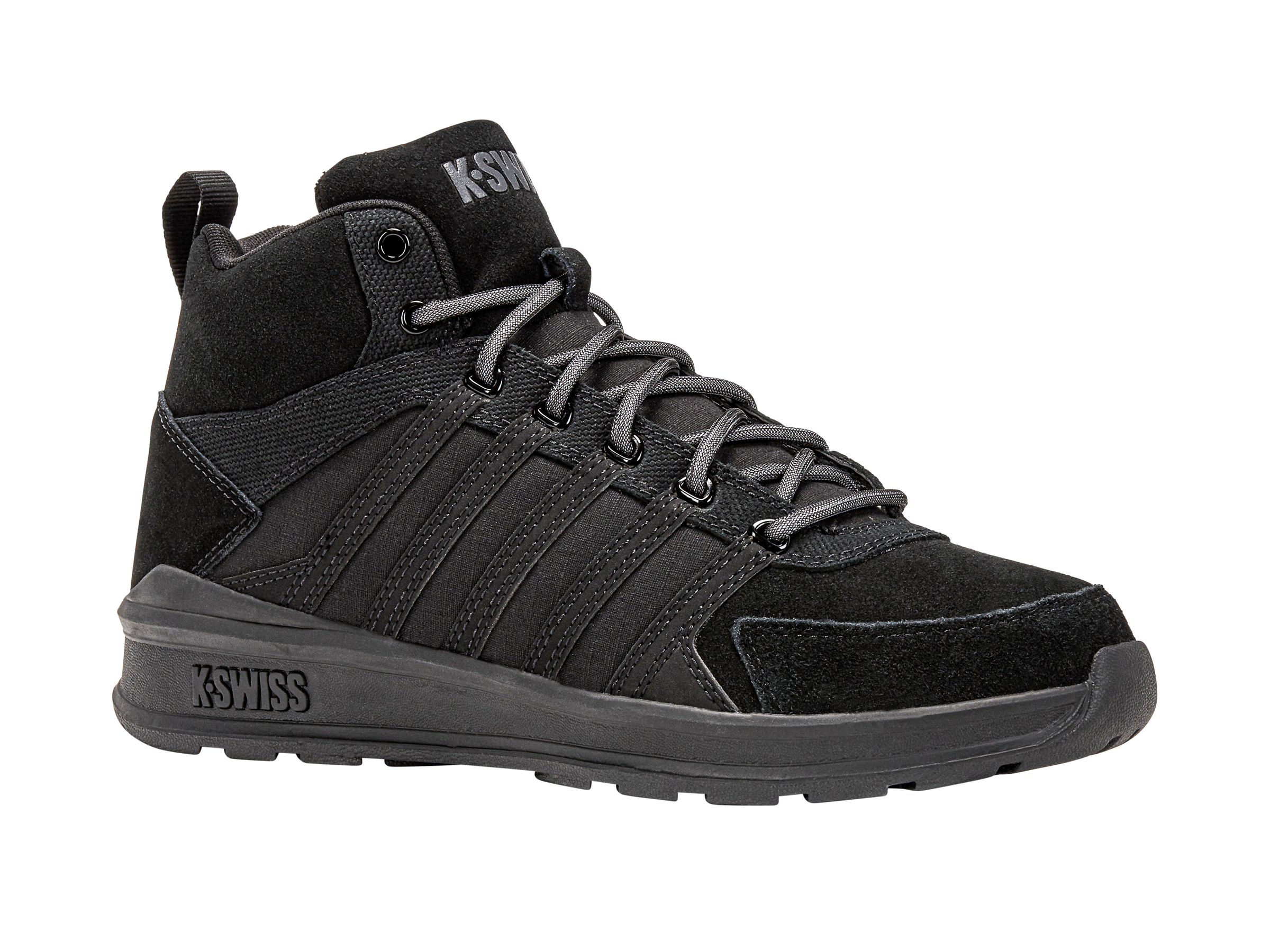 Sneakerboots K-SWISS "VISTA TRAINER MID WNT", Damen, Gr. 44, schwarz, schwarz, schwarz, Leder, Textil, Schuhe Sneakerboots, Winterschuhe, Schnürboots, Sneaker