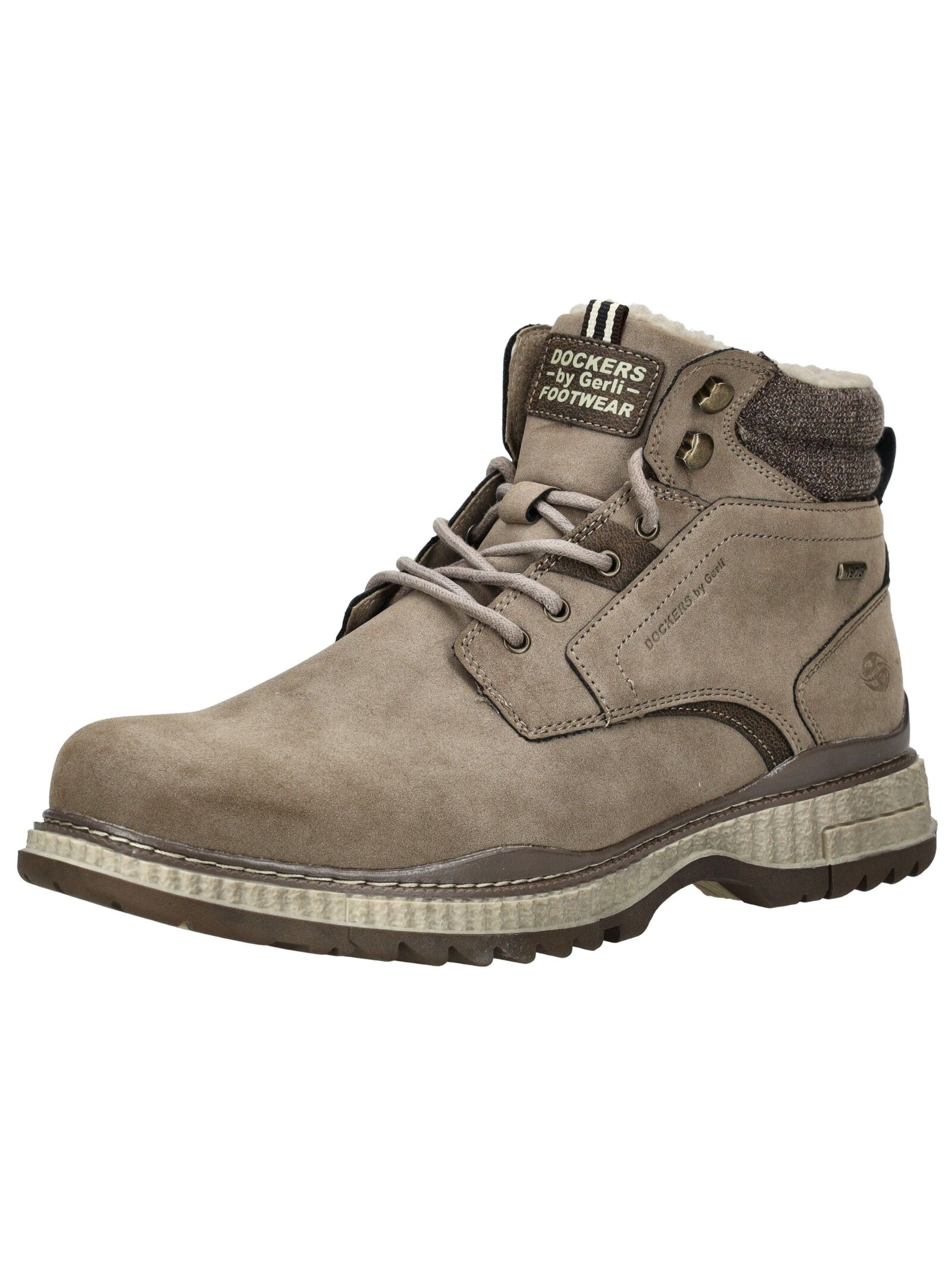 Schnürstiefelette DOCKERS BY GERLI "Dockers by Gerli Stiefelette Lederimitat", Damen, Gr. 42, taupe, Lederimitat, Schuhe Schnürstiefelette