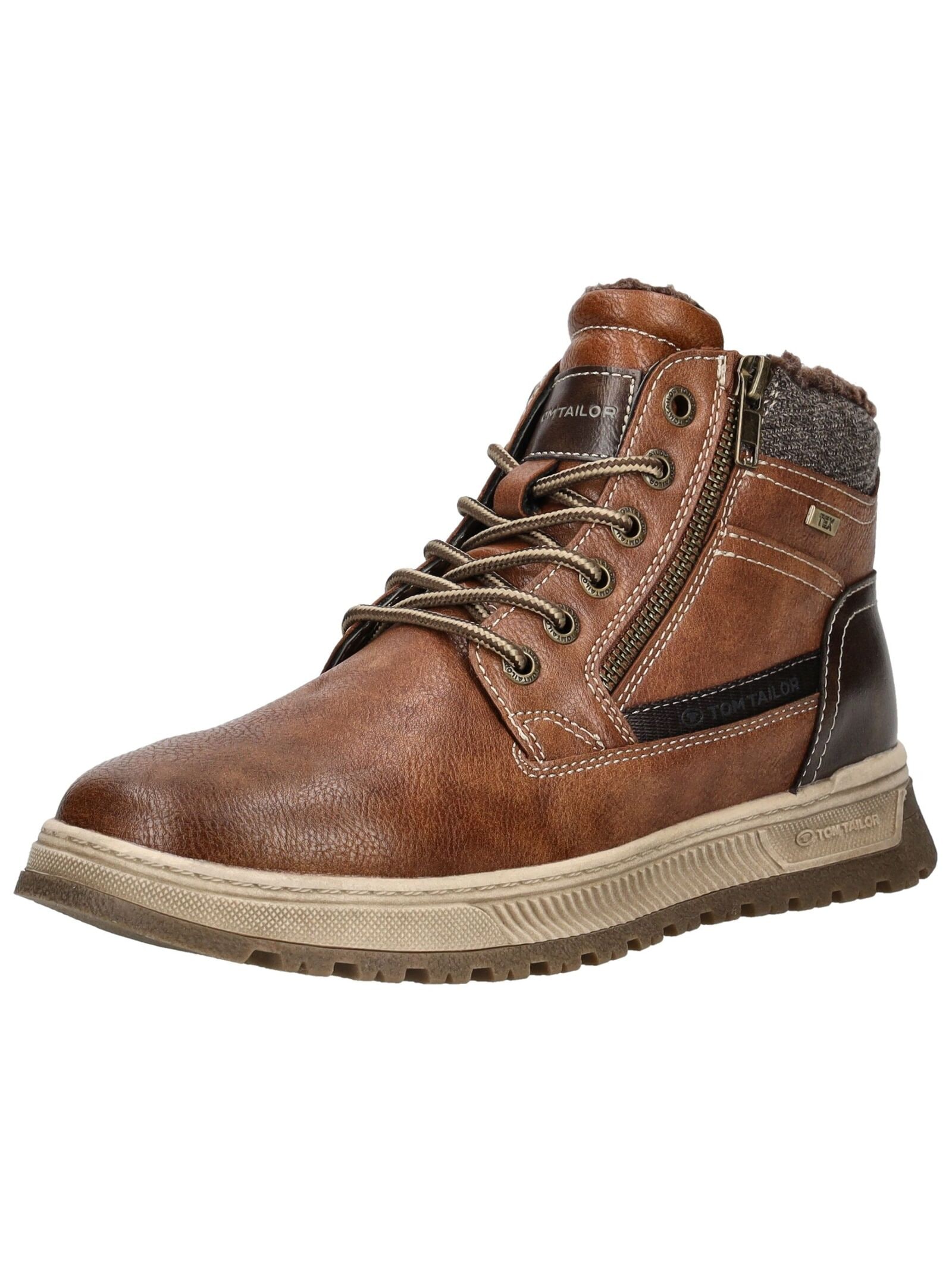 Schnürstiefelette TOM TAILOR "Tom Tailor Stiefelette Lederimitat", Damen, Gr. 42, braun, Lederimitat, Schuhe Schnürstiefelette