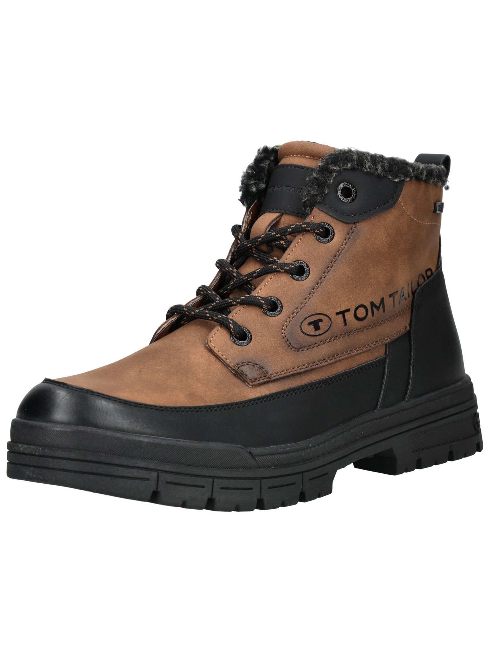 Schnürstiefelette TOM TAILOR "Tom Tailor Stiefelette Lederimitat", Damen, Gr. 42, cognac, Lederimitat, Schuhe Schnürstiefelette