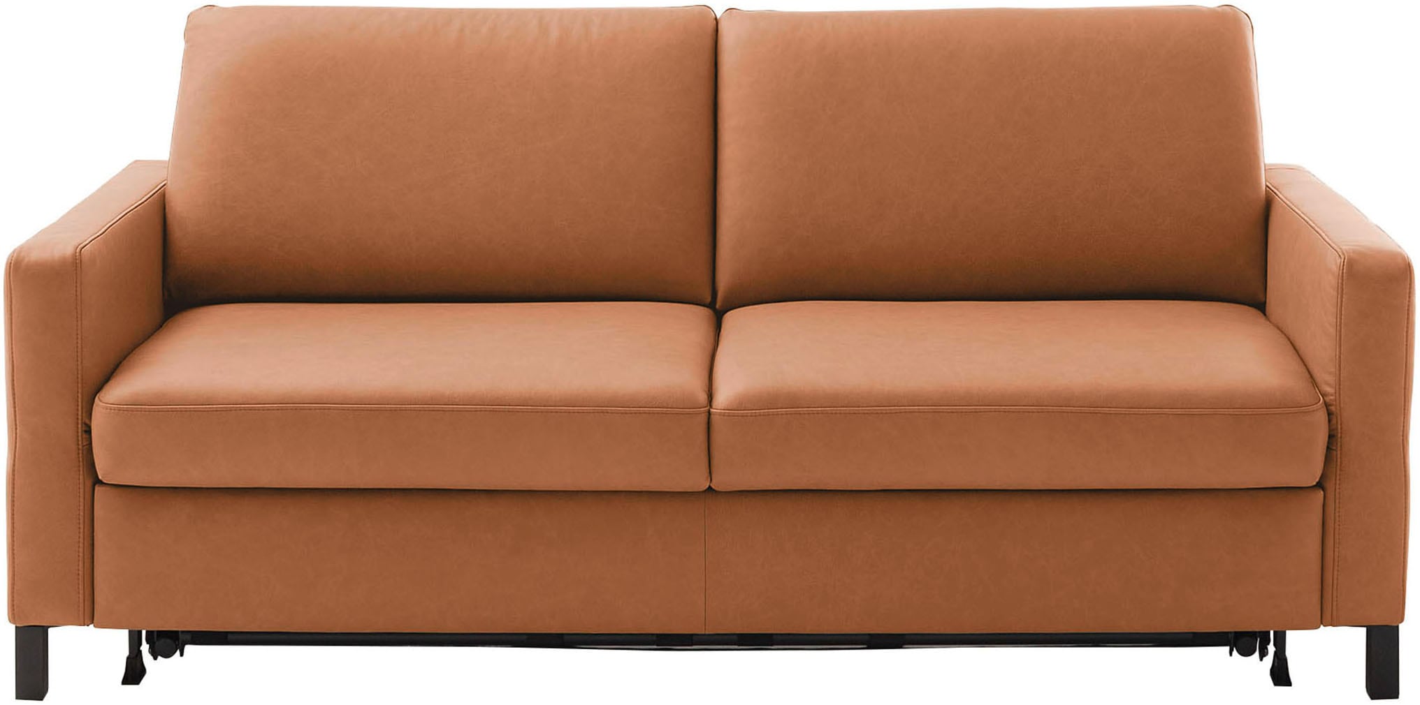 Schlafsofa HOME AFFAIRE "Calestra, 3-Sitzer mit Kaltschaummatratze, Breite 208 cm", cognac, B:208cm H:86cm T:102cm, 100% Leder, Sofas, Schlafsofa