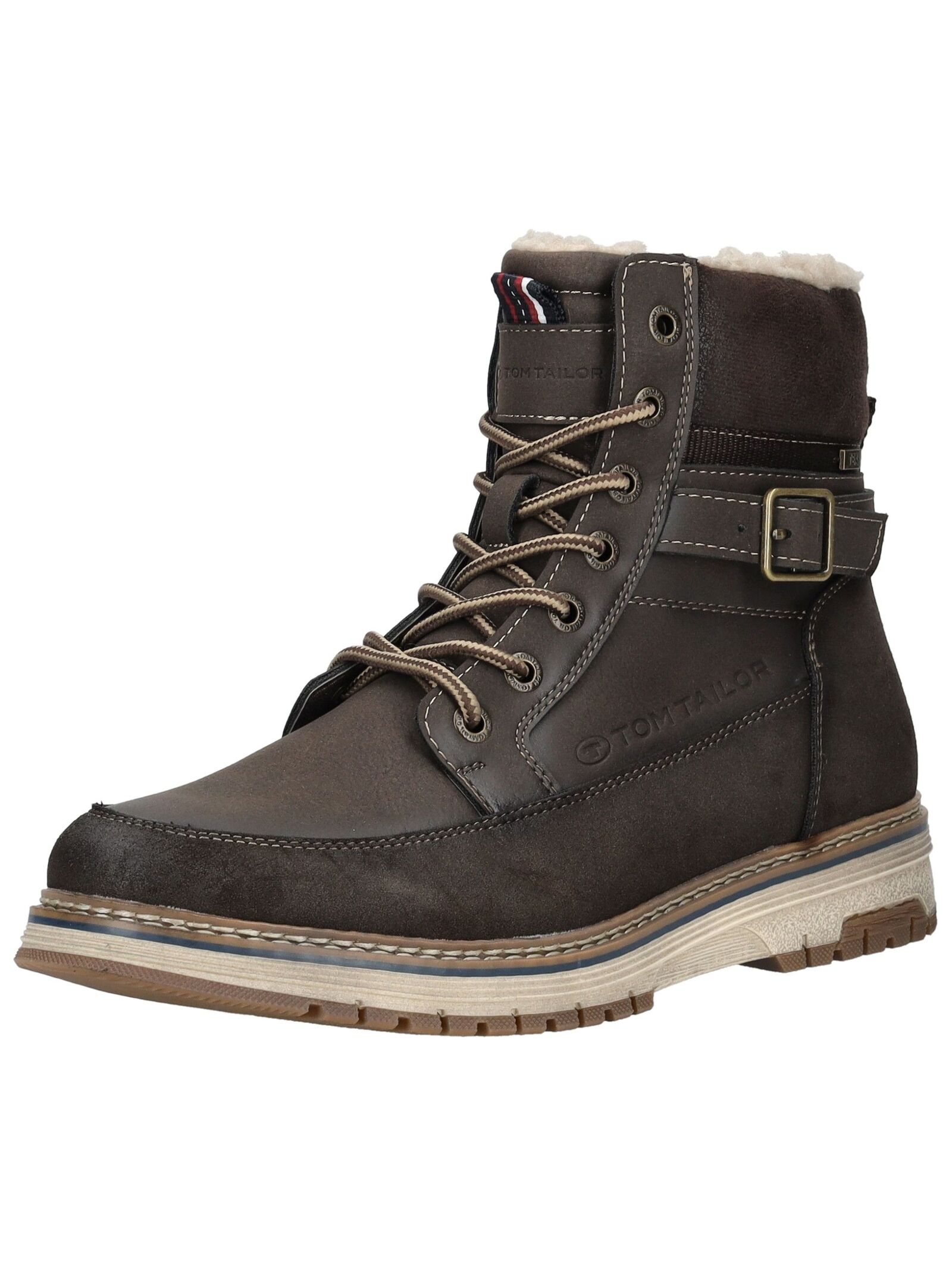 Schnürstiefelette TOM TAILOR "Tom Tailor Stiefelette Lederimitat", Damen, Gr. 45, mokka, Lederimitat, Schuhe Schnürstiefelette