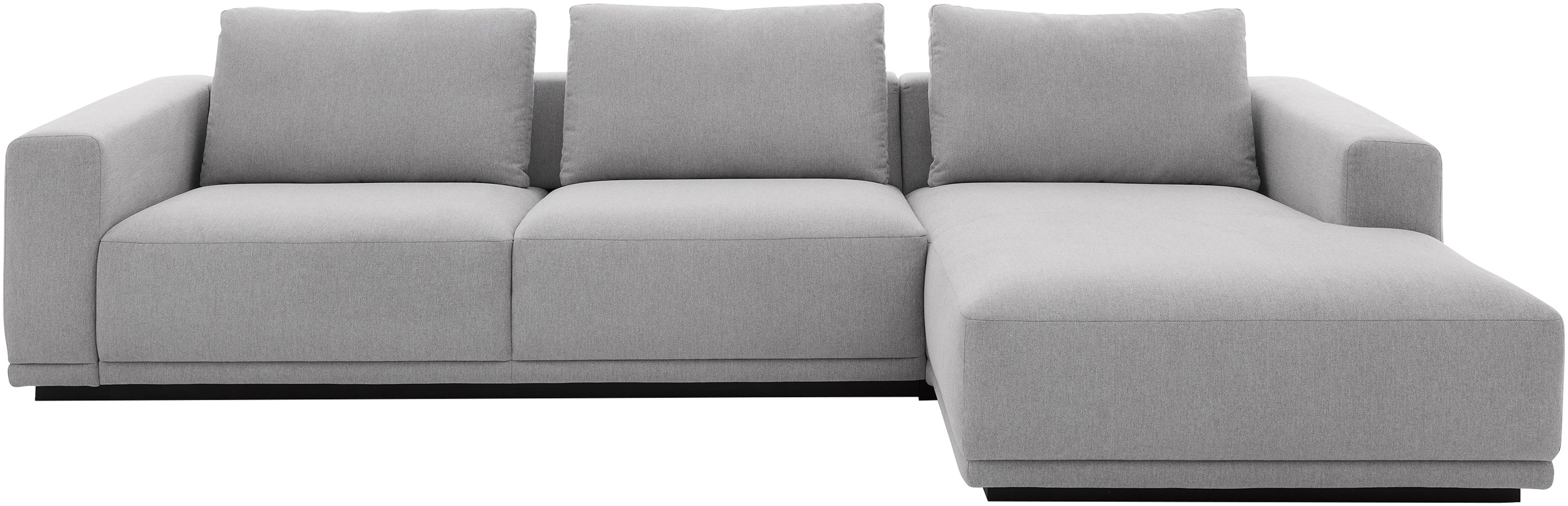 Ecksofa MUSTERRING, light grau, B:316cm H:78cm T:166cm, 94% Polyester, 6% Nylon, Sofas, Ecksofa, Anreihsofa links & Longchair rechts, mit Armlehnen, inkl. Rückenkissen