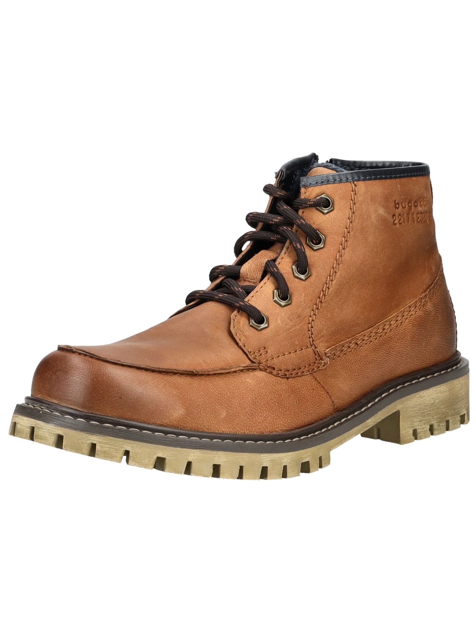 Schnürstiefelette BUGATTI "bugatti Stiefelette Leder", Damen, Gr. 46, cognac, Leder, Schuhe Schnürstiefelette