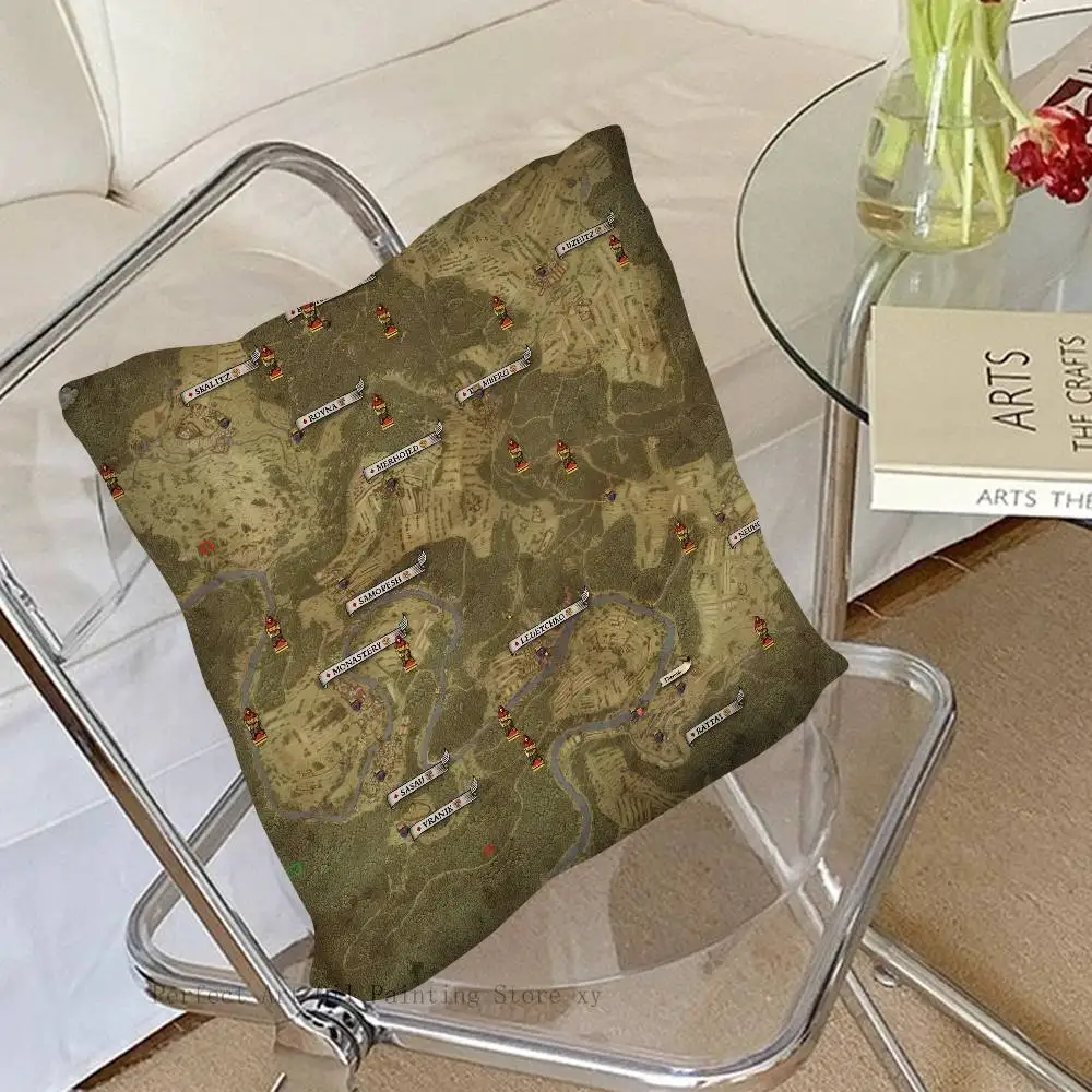 Kingdom Come Deliverance Map Kissenbezug, modischer quadratischer Kissenbezug, Schlafzimmer, Sofa, Zimmer, Ins-Dekoration, Freizeit Image