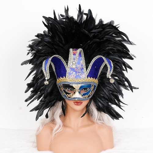 Karneval 2026 Karnevalsmaske Lustig Clown Venezianisch Karneval Maske Feder Halloween Erwachsene Unisex Halloween Karneval Karneval Party Halloween Einfaches Karnevalskostüm Verkleiden Image