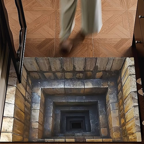 Optische Illusion Teppich Visuelle Falle Fußmatte Rutschfest Geometrisches Design für Eingangsbereich Badezimmer Schlafzimmer Wohnzimmer Innen Außen Diatomaceous Earth Schnell trocknend Absorbierend Image