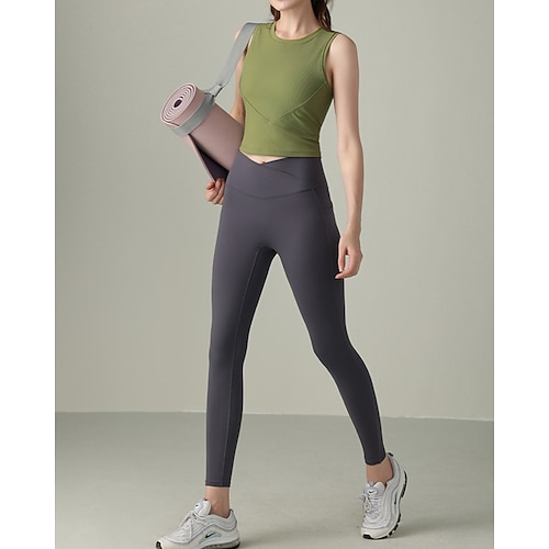 Damen Einfarbig Tank Top Eingebauter BH UV Schutz Schnelltrocknend Elastisch Atmungsaktiv Tennis sportlich Laufen Rundhalsausschnitt Oberteil Schwarz Rosa Purpur Tennisbekleidung Image