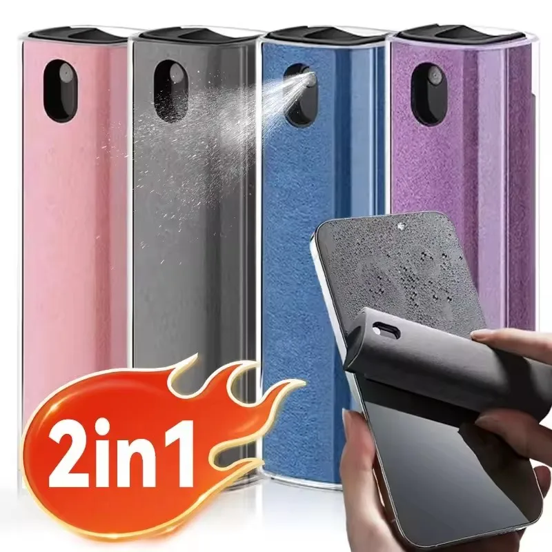 2-in-1-Sprühflaschen-Set aus Mikrofaser-Bildschirmreiniger, für Mobiltelefone, iPad, Computer, Mikrofasertuch, zum Reinigen von iPhone-Brillen, Tüchern Image