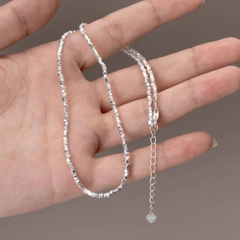 La Monada 38 + 4 cm Damen-Halskette, 925er Silber, Ketten, Frau am Hals, Silber, unregelmäßige Perle, Damen-Halskette, Silber, Mädchen