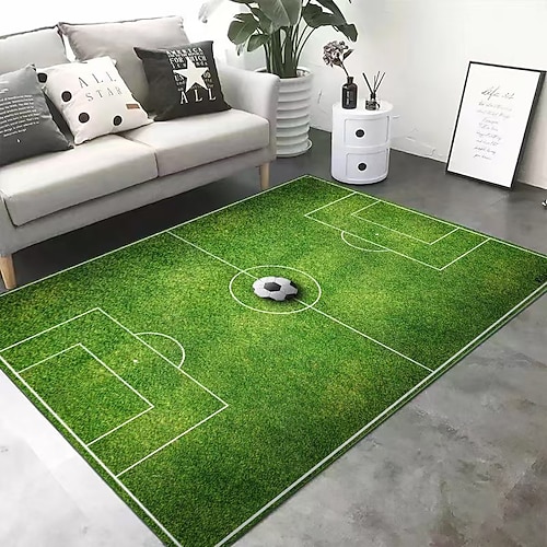 Fußball- und Basketballteppich, großflächig, ideal als Wohnzimmer- oder Sofamatte, dekorativ, rutschfest und strapazierfähig. Image