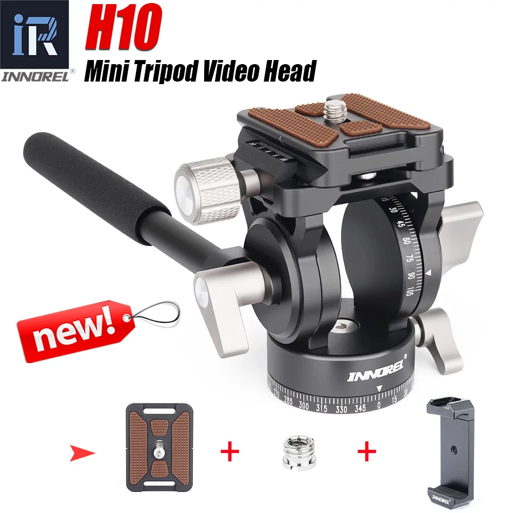 H10 Mini Stativ Flüssigkeit Videokopf Panorama CNC mit Arca Swiss Schnellwechselplatte Telefonclip für DSLR-Kamera Telefonbelastung 4 kg Image