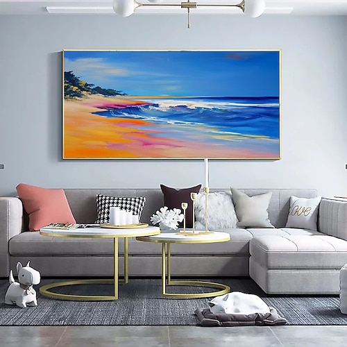 handgemaltes, großes abstraktes Ölgemälde des Meeres, Original-Ölgemälde der Meereslandschaft, großes Ölgemälde abstrakte Kunst Image