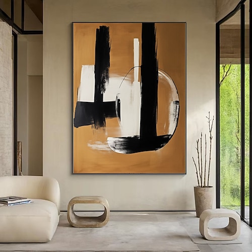 Großes, handgemaltes Original-Ölgemälde, abstraktes Gemälde in Braun, schwarzbraune abstrakte Textur, neutrales Weiß, moderne Wohndekoration, braunes Gemälde Image