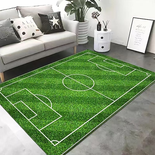 Fußball- und Basketballteppich, großflächig, ideal als Wohnzimmer- oder Sofamatte, dekorativ, rutschfest und strapazierfähig. Image