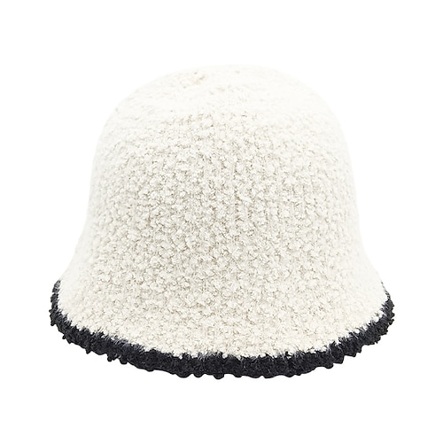 Damen Hut Eimerhut Winddicht Warm Alltagskleidung Wochenende Fleece Einfarbig Image