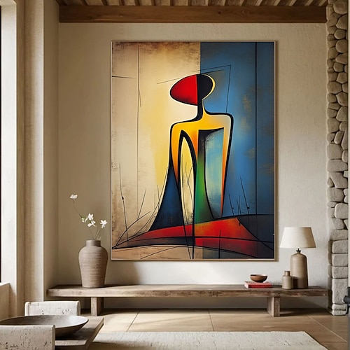 Handgemaltes abstraktes Gemälde mit Textur, Mädchenmotiv, Original-Ölgemälde auf Leinwand, personalisiertes Geschenk, moderne Wanddekoration, modisches Mädchenmotiv, gerollte Leinwand Image