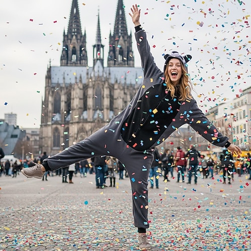 Tier Zeichentrick Waschbär Karneval Kigurumi-Pyjamas Ausgefallene Kostüme Nachtwäsche Warm Lustiges Kostüm Bequem Erwachsene Unisex Männer und Frauen Weihnachten Halloween Karneval Party Leistung Image