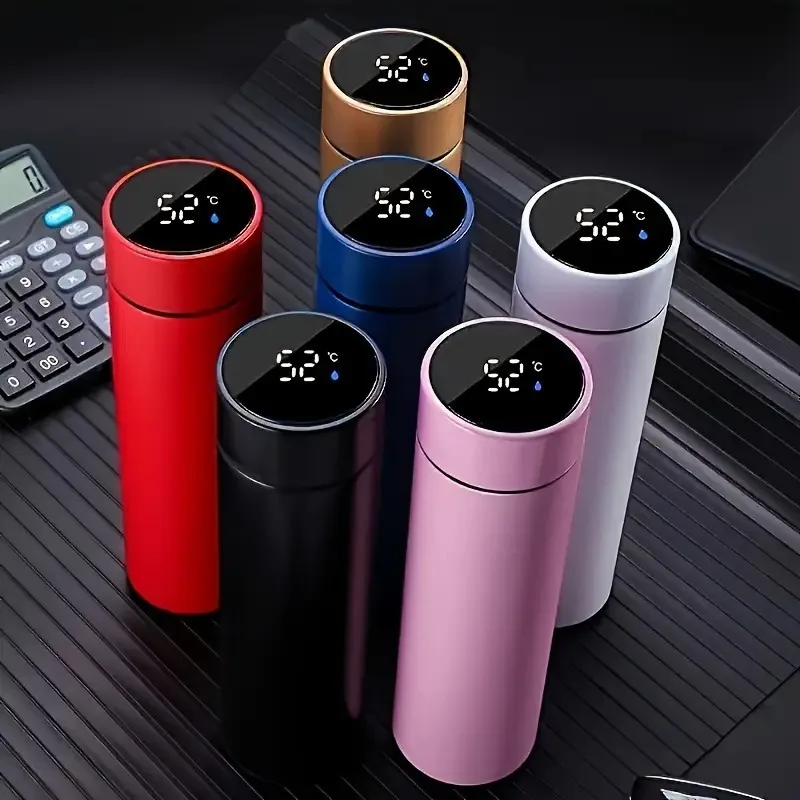 16,91 Unzen intelligenter Edelstahl-Glasbecher mit Temperaturanzeige, vakuumisolierter Teebecher, geräuschloser Sockel, Weihnachtsgeschenk, Reisebecher Image