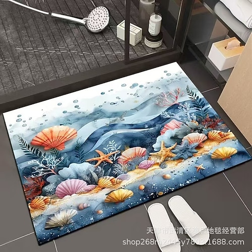 3D-Optische Illusion Fußmatte Visuelle Falle Fußmatte Rutschfest Wasserabsorbierend für Badezimmer Dusche Eingangsbereich Innen Außen Diatomaceous Earth Schnell trocknend Absorbierend 20 x 31 Zoll Image