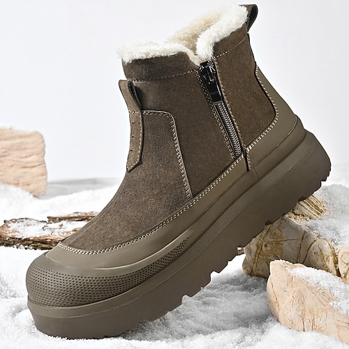 Braune, fellgefütterte Herren-Winterstiefel – wasserdicht, isoliert und stylisch – ideal für Wintersport, Schnee und Outdoor-Abenteuer. Image