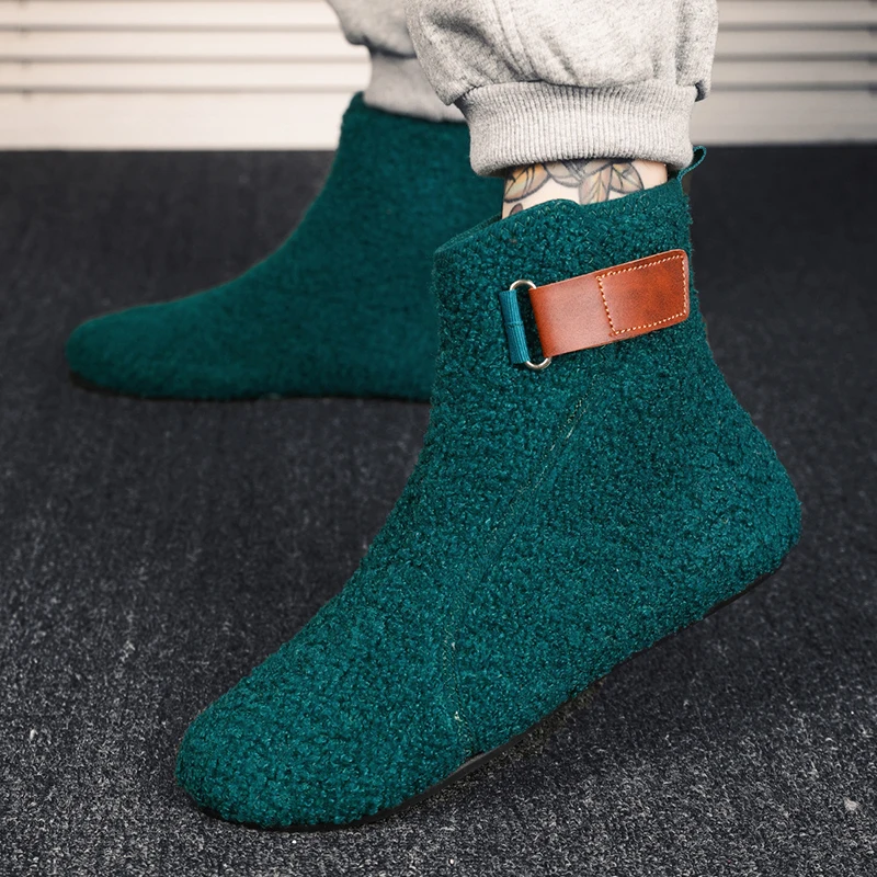 MAEDEF Herrenschuhe High Top Winter Baumwolle Herren Schuhe Warme Hausschuhe Herren Loafer Dünne Unterseite Leichte Plüsch Freizeitschuhe für Herren