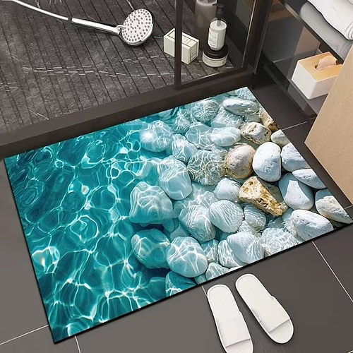 3D-Optische Illusion Fußmatte Visuelle Falle Fußmatte Rutschfest Wasserabsorbierend für Badezimmer Dusche Eingangsbereich Innen Außen Diatomaceous Earth Schnell trocknend Absorbierend 20 x 31 Zoll Image