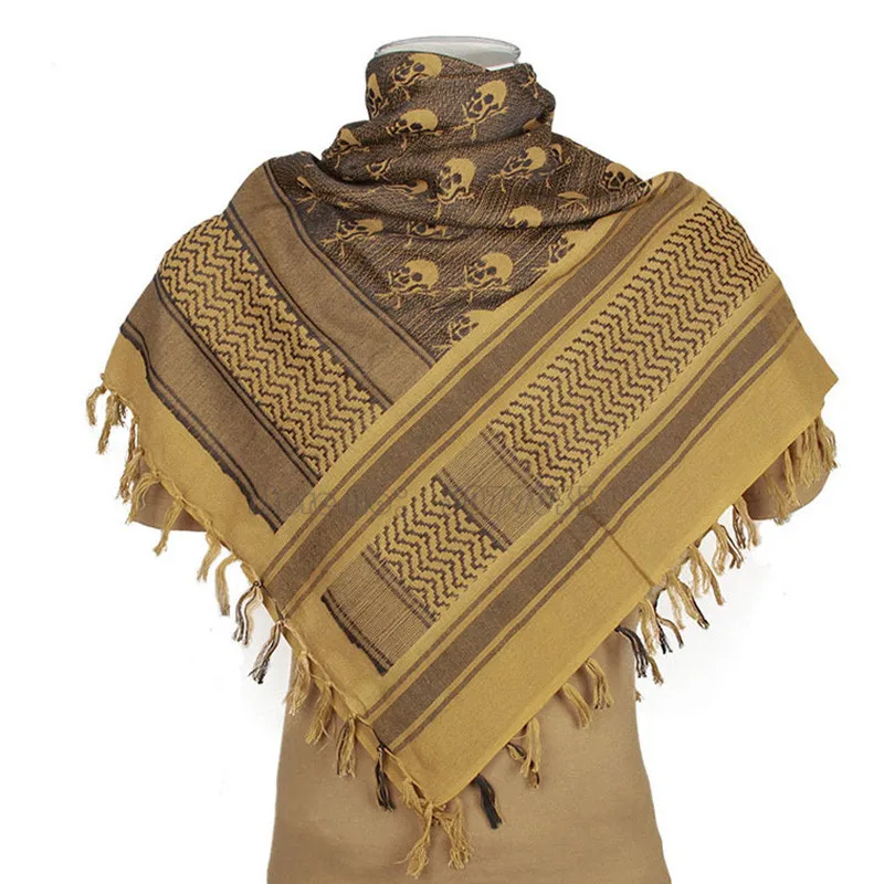 100 % Baumwolle, multifunktional, taktischer Wüstenschädel-Kopftuch, Shemagh, arabische Keffiyeh-Bandana-Schals Image