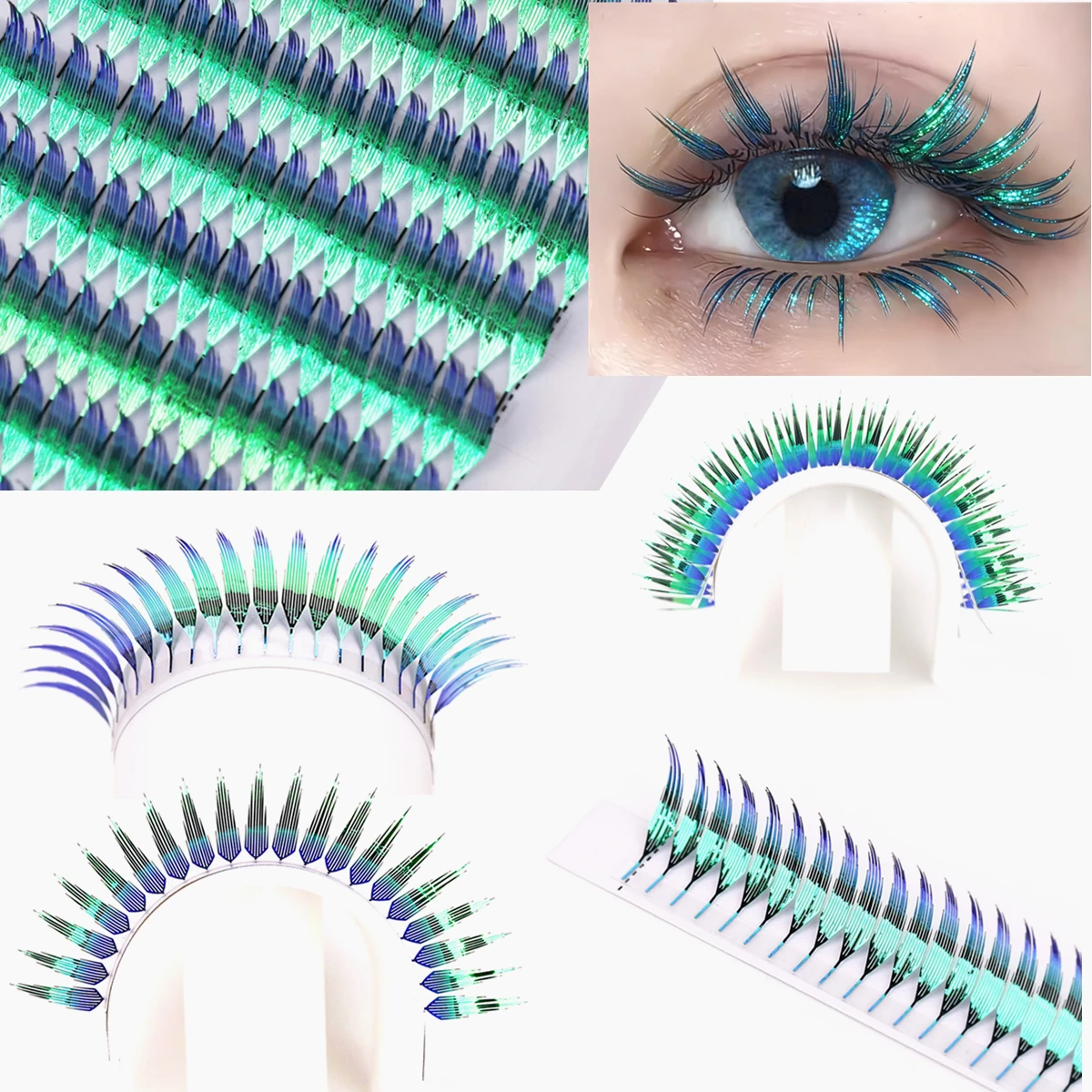 Anime Spike Wimpernverlängerung Glitzer Holographische Manga-Spitz-Wimpern Magische Elfen-Tinsel-Comic-Volumen-Wimpern Image