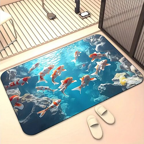 Visuelles Design Fußmatte Visuelle Falle Fußmatte Rutschfest für Eingangsbereich Badezimmer Flur Innen Außen Diatomaceous Earth Schnell trocknend Absorbierend 20 x 31 Zoll Image