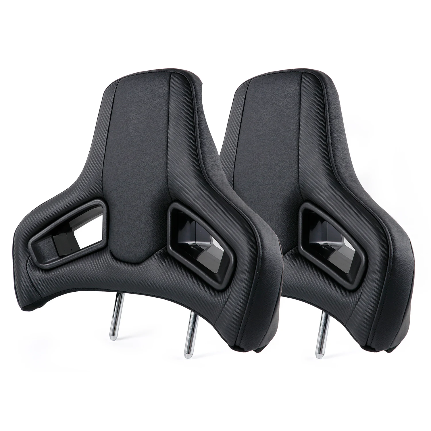 2PCS Auto Sport Kopfstütze Komfort PVC Leder Plug & Play Nacken Kissen Racing Sitz Kopfstütze Image