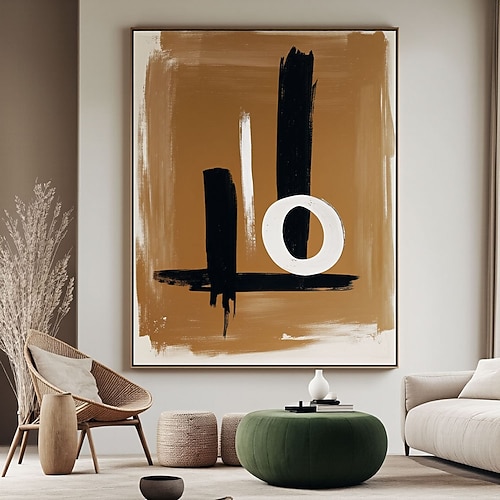 Großes, handgemaltes Original-Ölgemälde, abstraktes Gemälde in Braun, schwarzbraune abstrakte Textur, neutrales Weiß, moderne Wohndekoration, braunes Gemälde Image